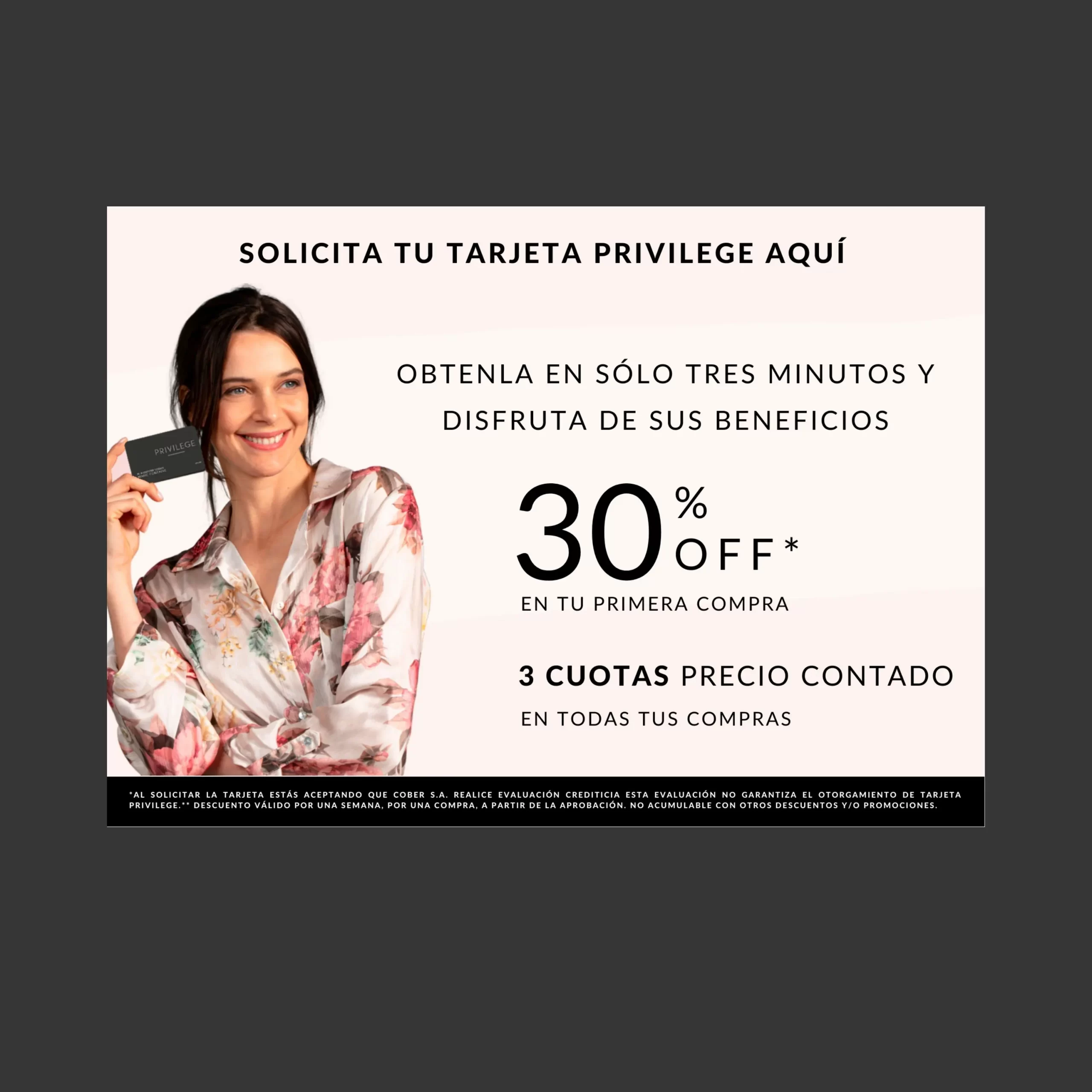 Campana-tarjeta-descuento-ecommerce-portafolio-monserrat-ferrer Diseño gráfico para campaña de tarjeta Privilege con 30% de descuento - Portafolio de Diseño Gráfico y Branding Monserrat Ferrer
